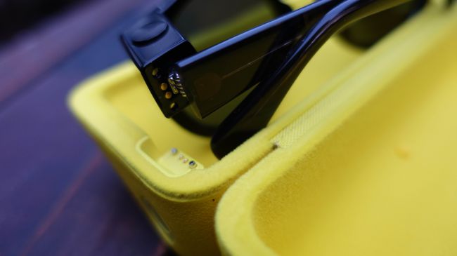 Recharging is provided by the Spectacles' yellow case.